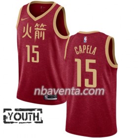 Camiseta Niños Houston Rockets Clint Capela 15 2018-19 Nike City Edition Rojo Swingman